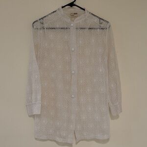 Vintage Sears White Lace Women's Button Down Shirt